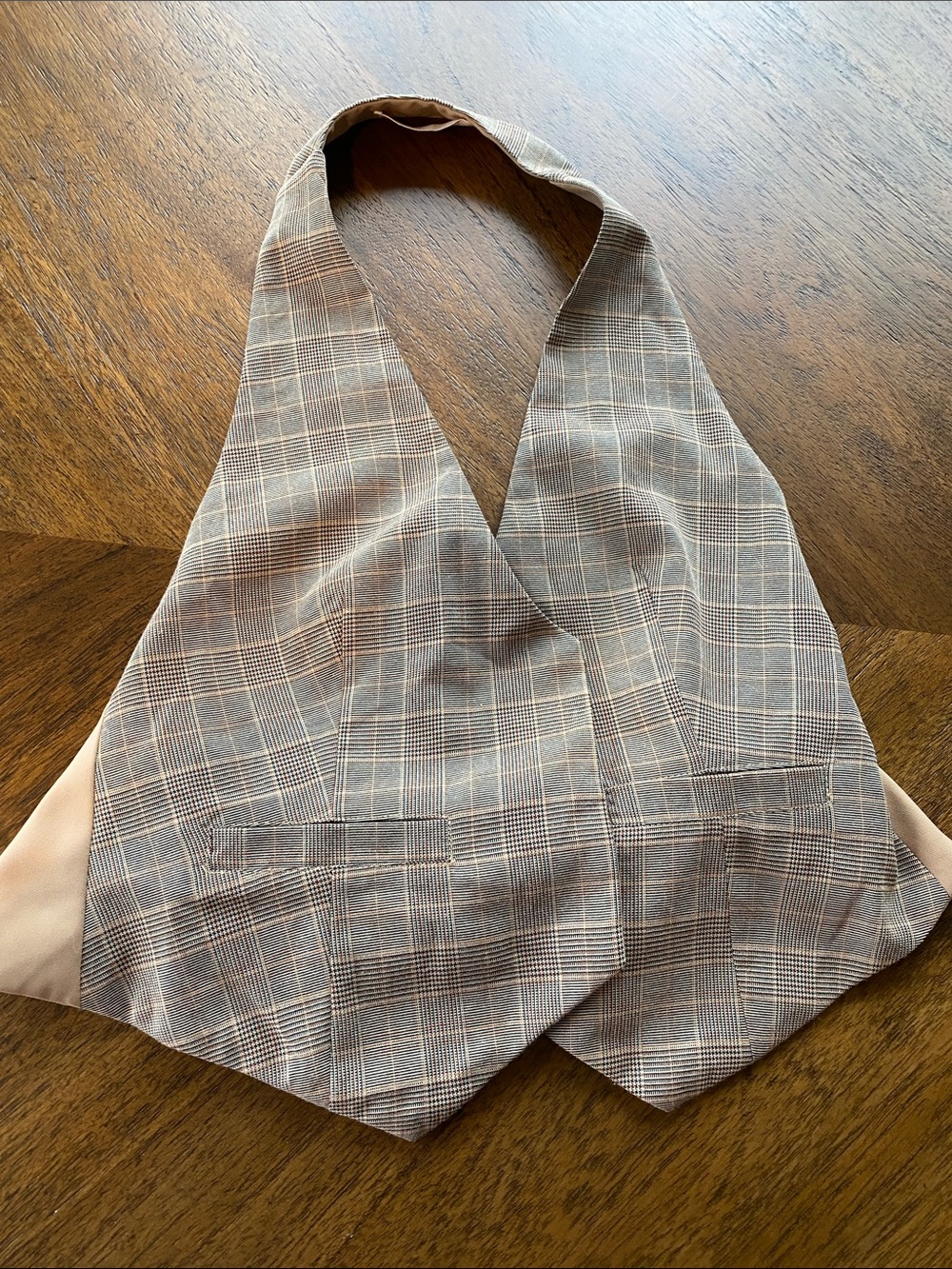 Lani The Label Plaid Halter Vest Waistcoat Neutral Tan XS